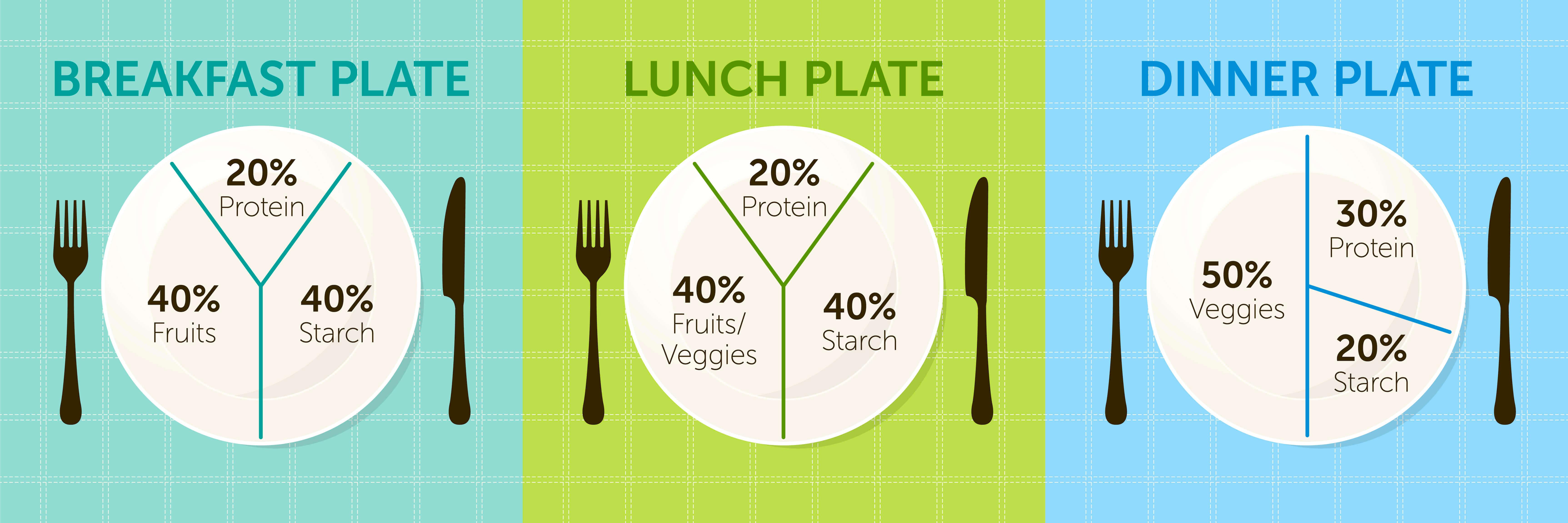 Infographic with plates with portions
