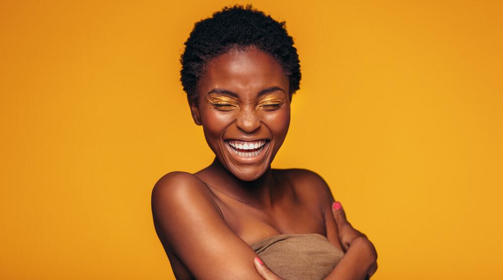 Woman with yellow eyeshadow