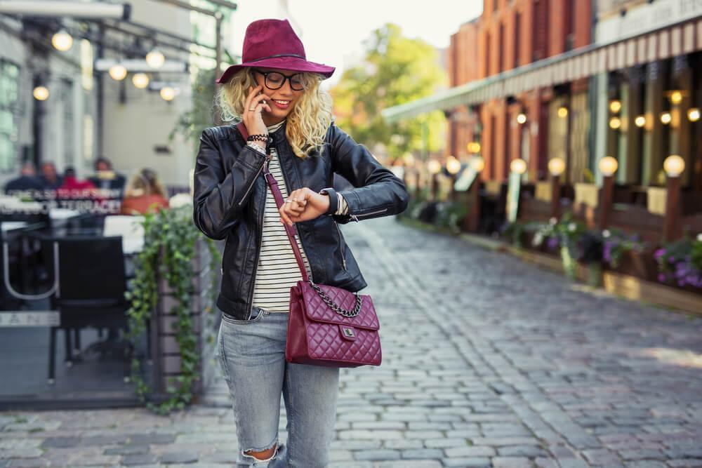 Woman looking at watch