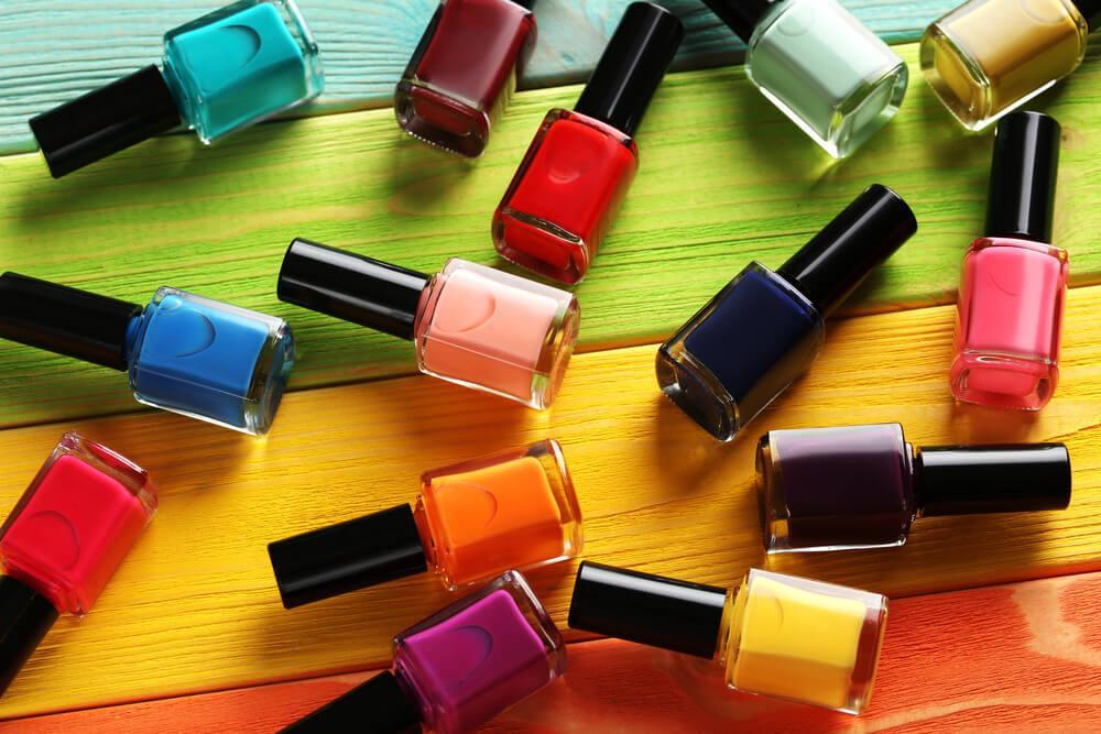 Nail polishes on table