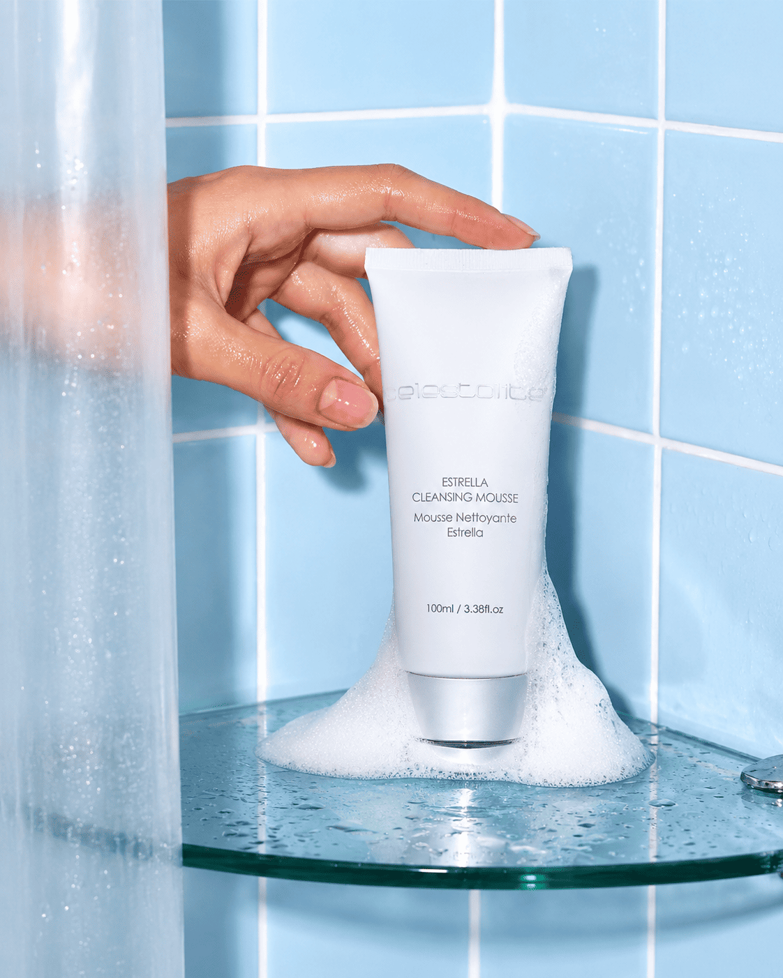 Reaching for the Celestolite cleanser in the shower