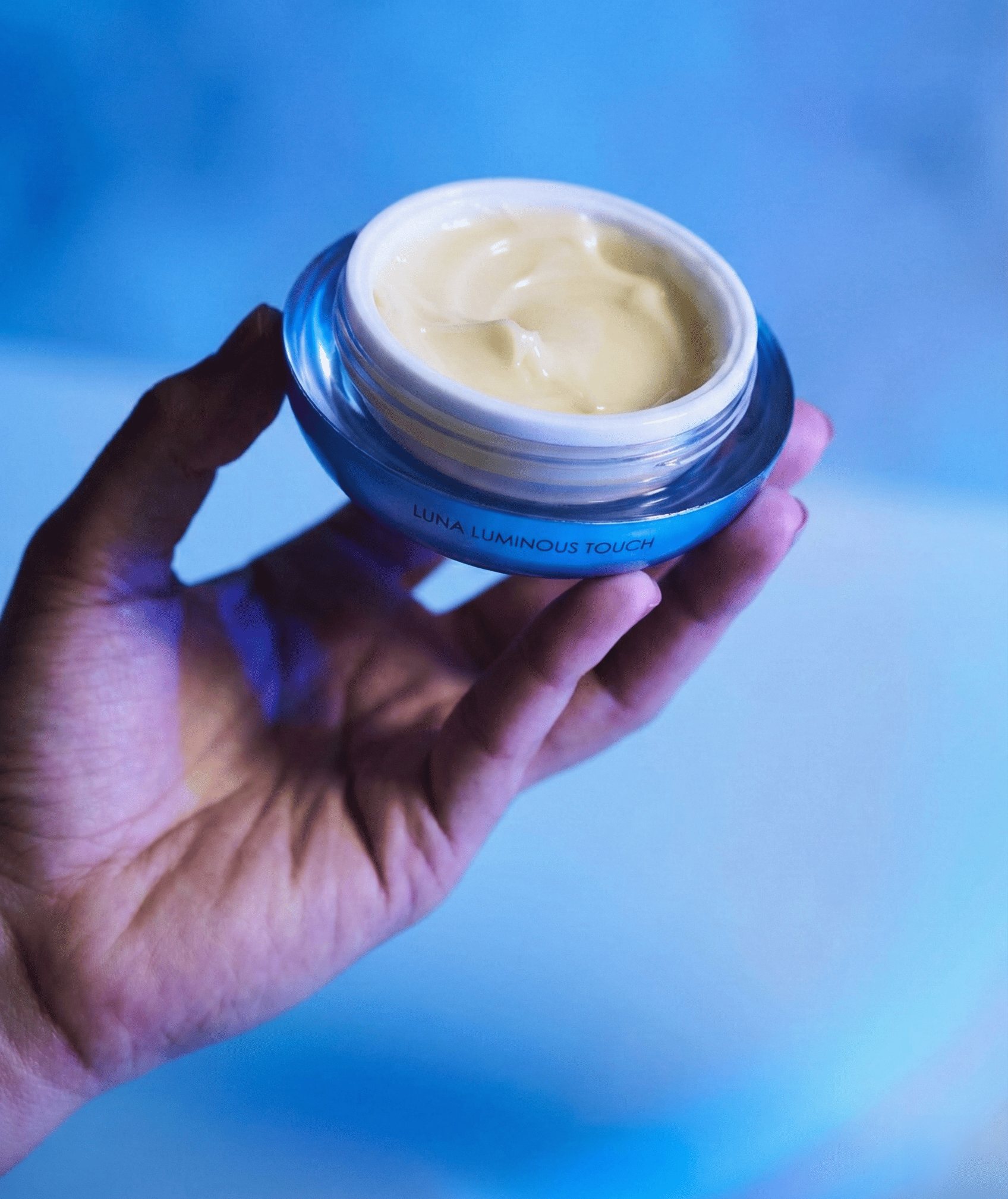 Open jar of Celestolite Luna Luminous Touch