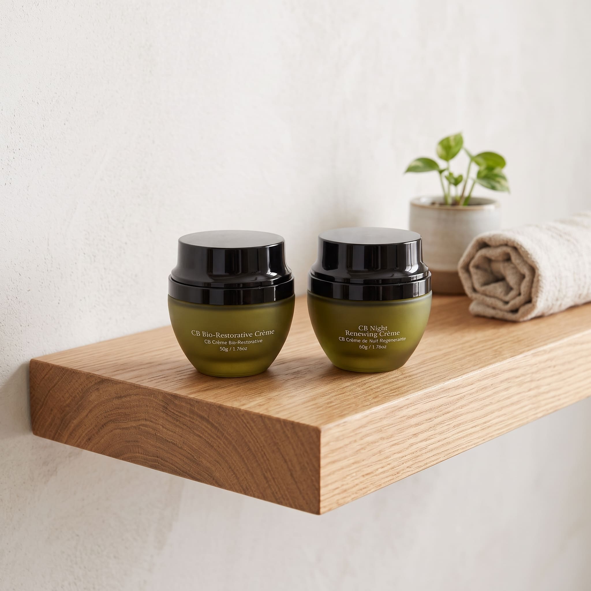 CbGardn day cream and night cream on shelf