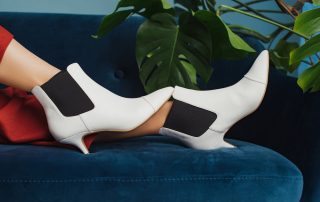 Kitten heels worn with stylish clothes